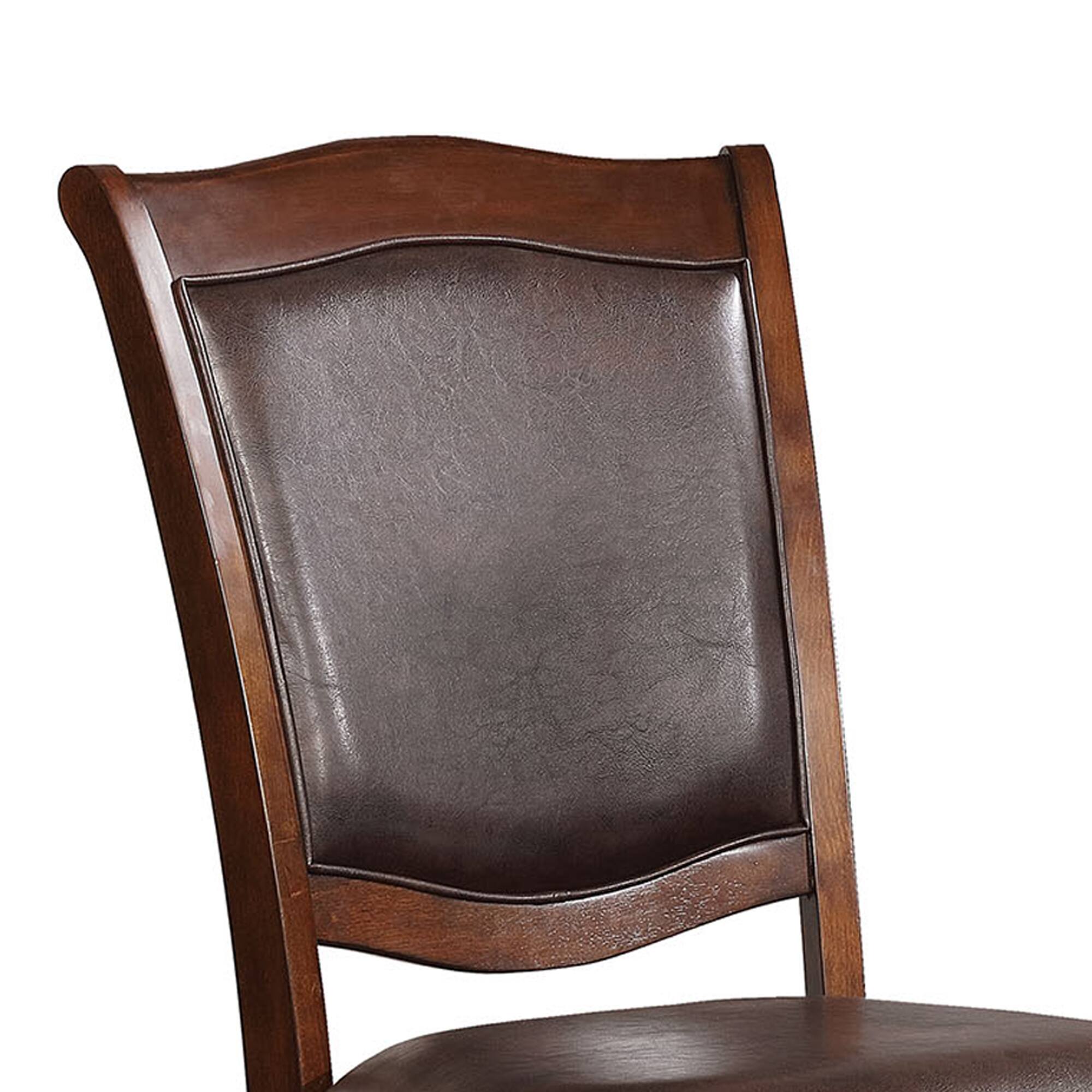 Alt View 1. Manhattan Lane - Wooden Side Chair with Leatherette Cushioned Seating, Brown, Set of 2 - Brown.