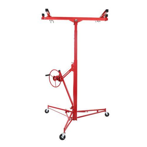 Alt View 4. Winado - 11FT Drywall Rolling Lifter Panel Hoist Jack with Lockable Casters & Tilting Cradle for Ceiling and Wall Installation - Red.