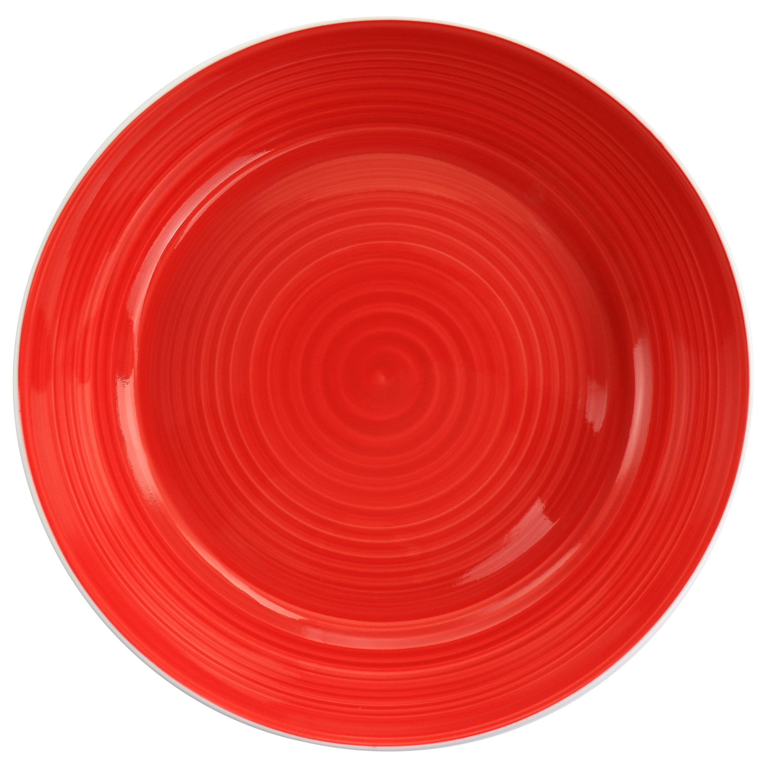 Alt View 1. Gibson - Gibson Home Crenshaw 8.5 Inch 2 Piece Stoneware Dinner Bowl Set in Red and White - Red.