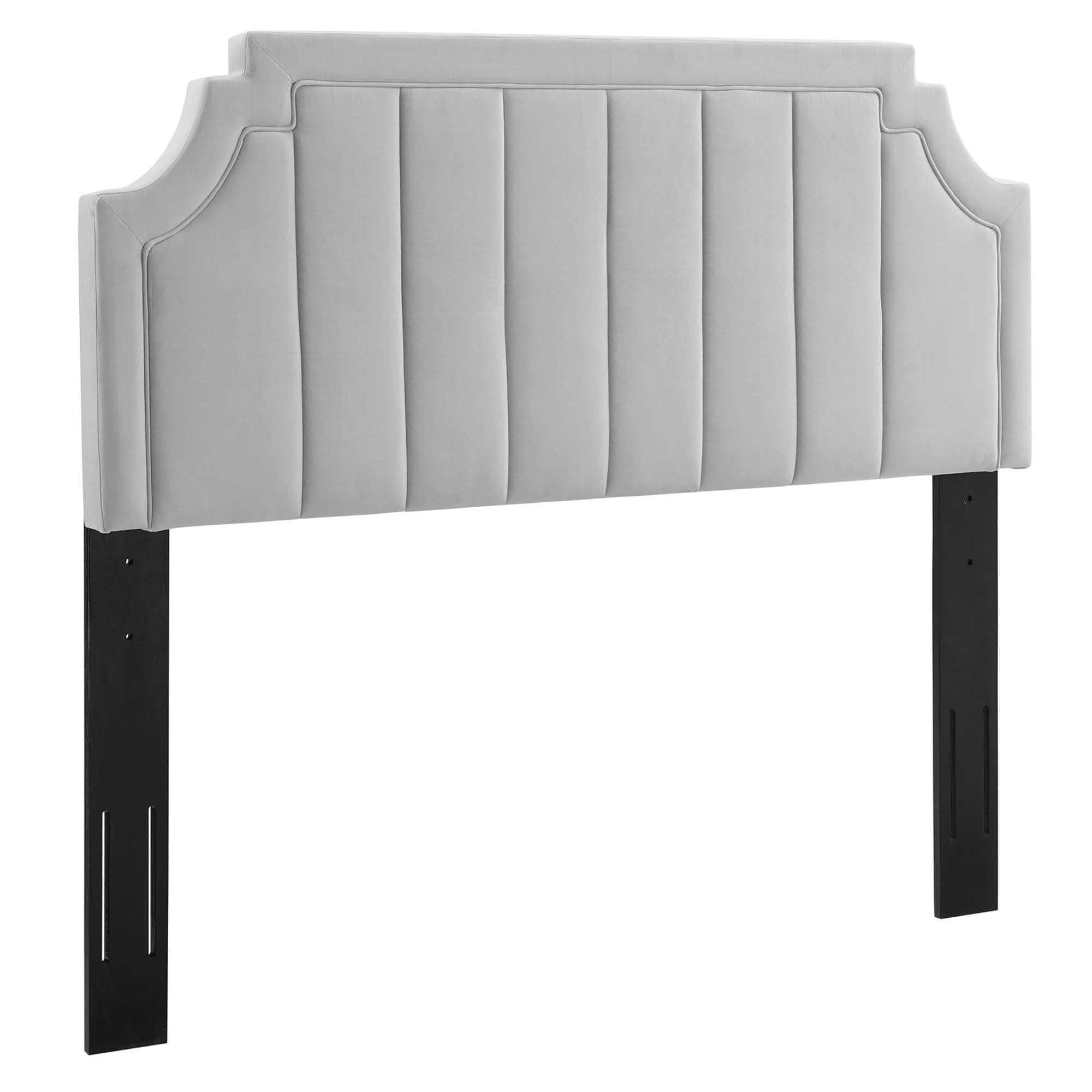 Alyona Channel Tufted Performance Velvet Full/Queen Headboard by Modway - Gray