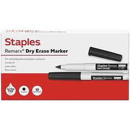 Staples - Remarx Dry Erase Marker, Ultra Fine Tip, 12/Pack - Black