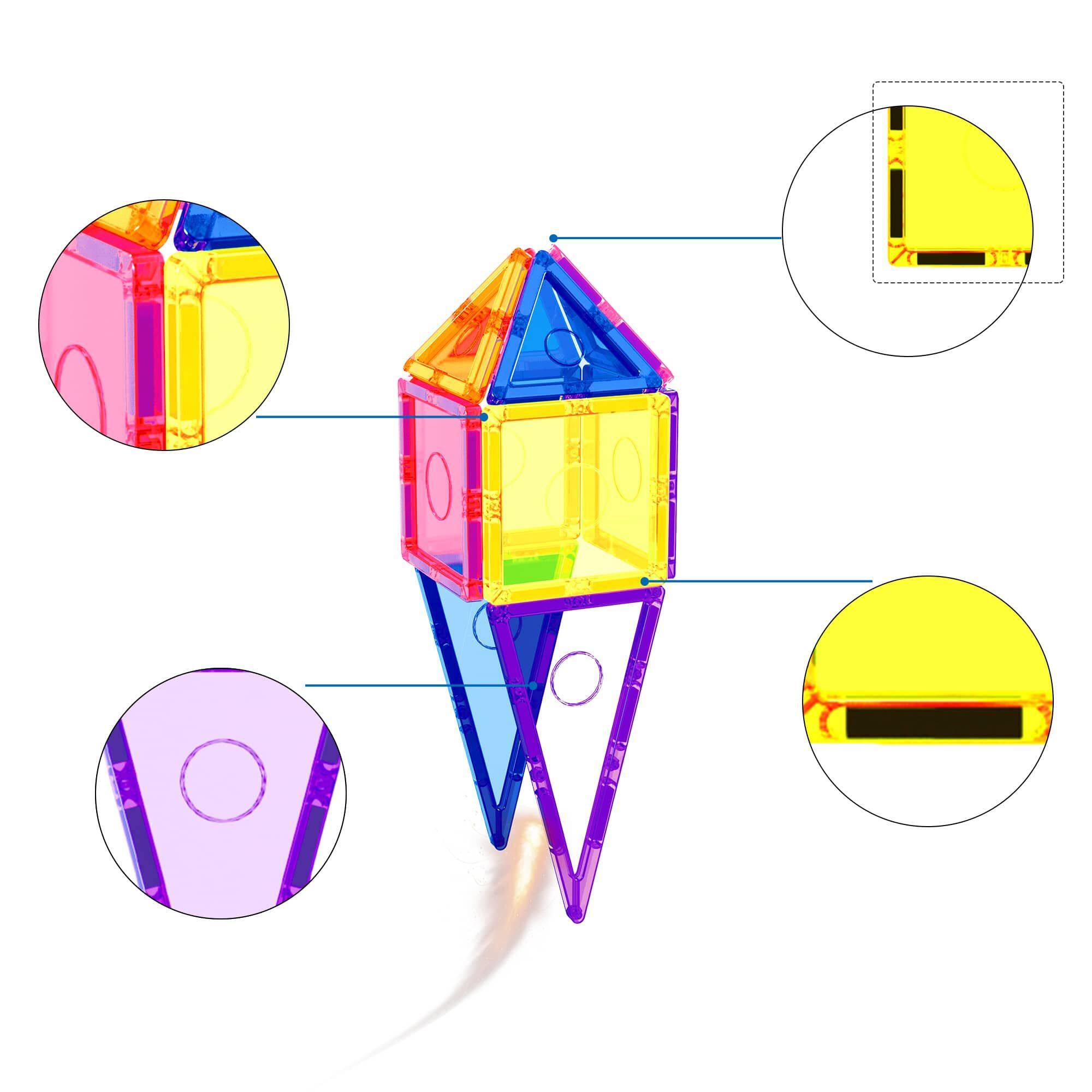 Alt View 3. Everplay - Everyplay Magnetic Tiles For Kids, 41PCS Construction STEM Building Blocks Educational Toy - Multicolor.