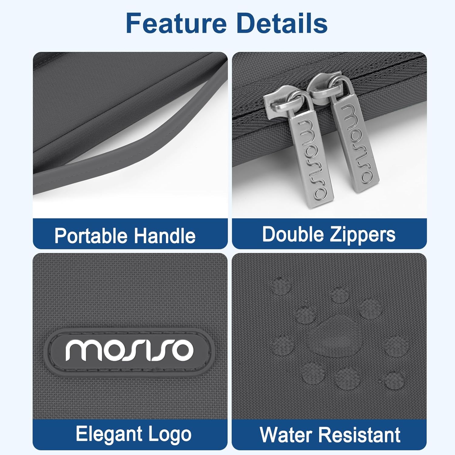 Feature Details

- Portable Handle
- Double Zippers
- Elegant Logo
- Water Resistant