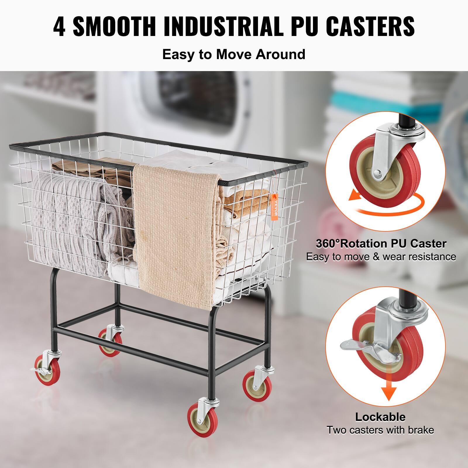 4 SMOOTH INDUSTRIAL PU CASTERS
Easy to Move Around
360° Rotation PU Caster
Easy to move & wear resistance
Lockable
Two casters with brake