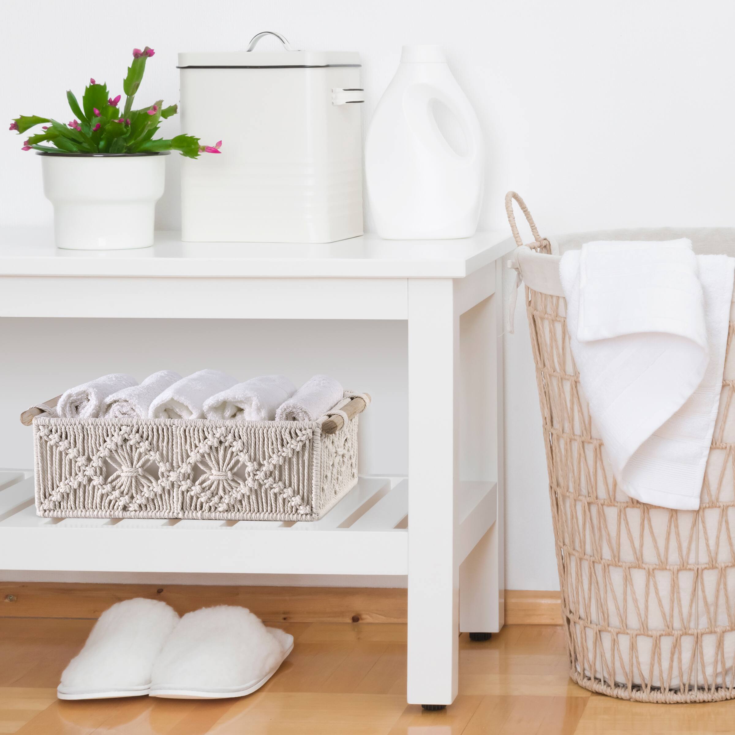 Alt View 1. Sorbus - Sorbus Macrame Boho Decor Baskets & Tissue Holder Set - Decorative Woven Baskets for Bathroom, Hand Towels, Skincare.