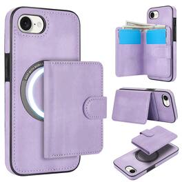 Dteck - for Apple iPhone 17e / 16e 2-in-1 Wallet Case with Card Holder,Shockproof PU Leather Flip Cover,Qi Wireless Charging - Purple