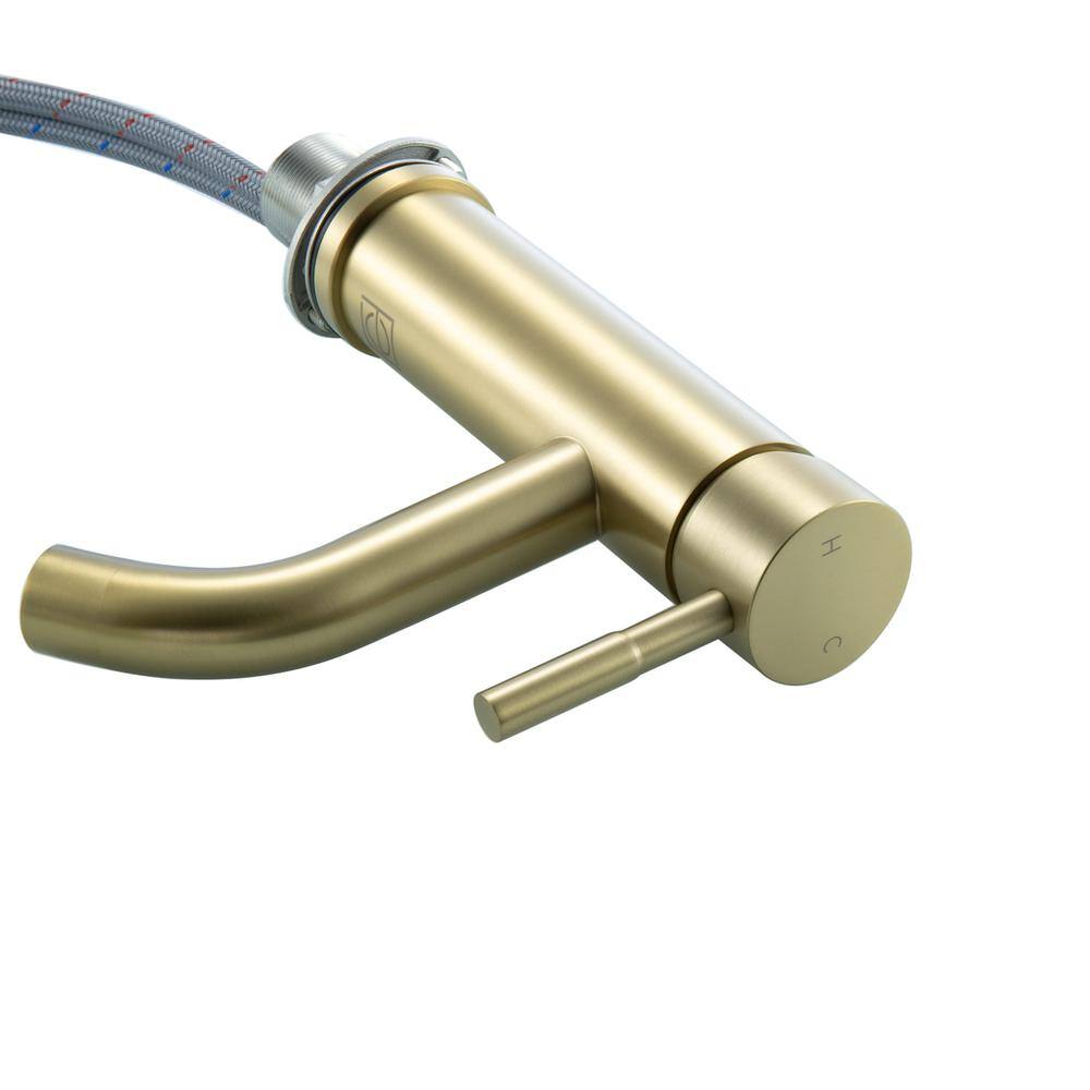 Back. Elegant Kitchen and Bath - Victor Single Hole Single Handle Bathroom Faucet in Brushed Gold - Brushed Gold.