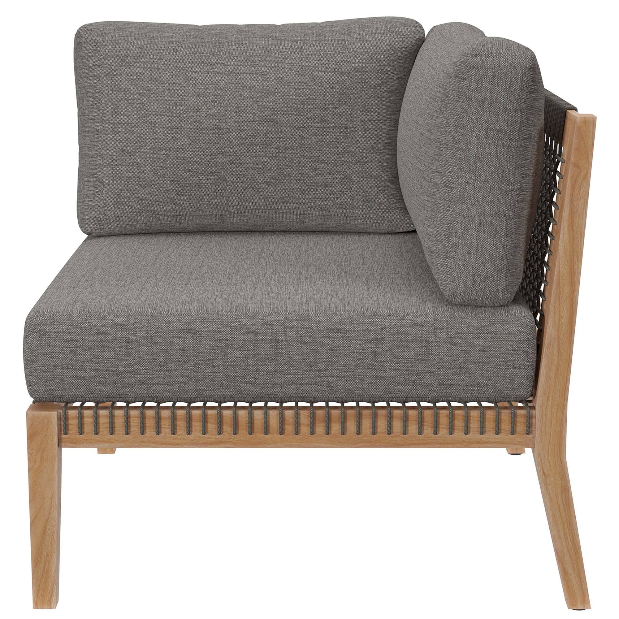 Alt View 1. Modway - Clearwater 5-Piece Outdoor Teak Wood Sectional Sofa - Gray Graphite.