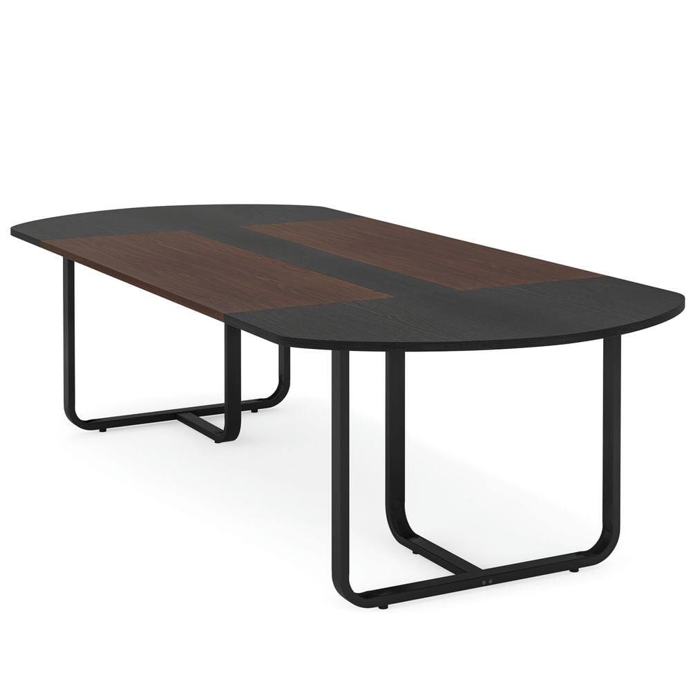 Back. Resenkos - Kadyn End Table,Dining Table, Living Room Table,70.86" Oval Dining Table, Modern Kitchen Table for for 6-8 People,Black - Brown.