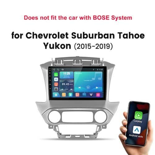 Junsun - Linux System carplay Android auto Mirror Link For Chevrolet Suburban Tahoe Yukon 2015-2019 Car Stereo Radio GPS Navi SWC - Silver