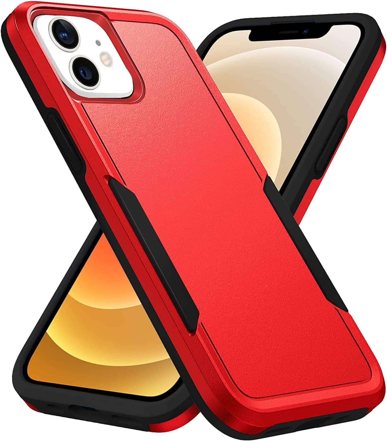 Entronix - Dual-Layer Soft-Touch Case for iPhone 12/12 Pro - Durable Protection and Style - Red