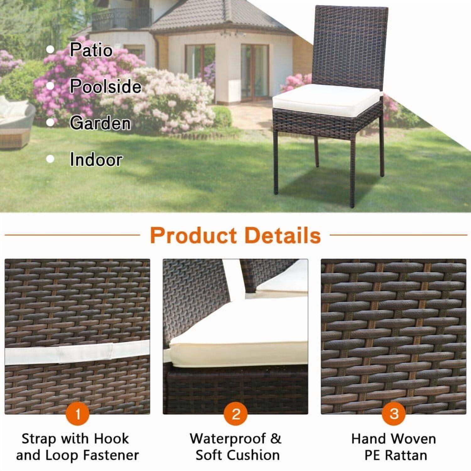 - Patio
- Poolside
- Garden
- Indoor

Product Details

1. Strap with Hook and Loop Fastener
2. Waterproof & Soft Cushion
3. Hand Woven PE Rattan