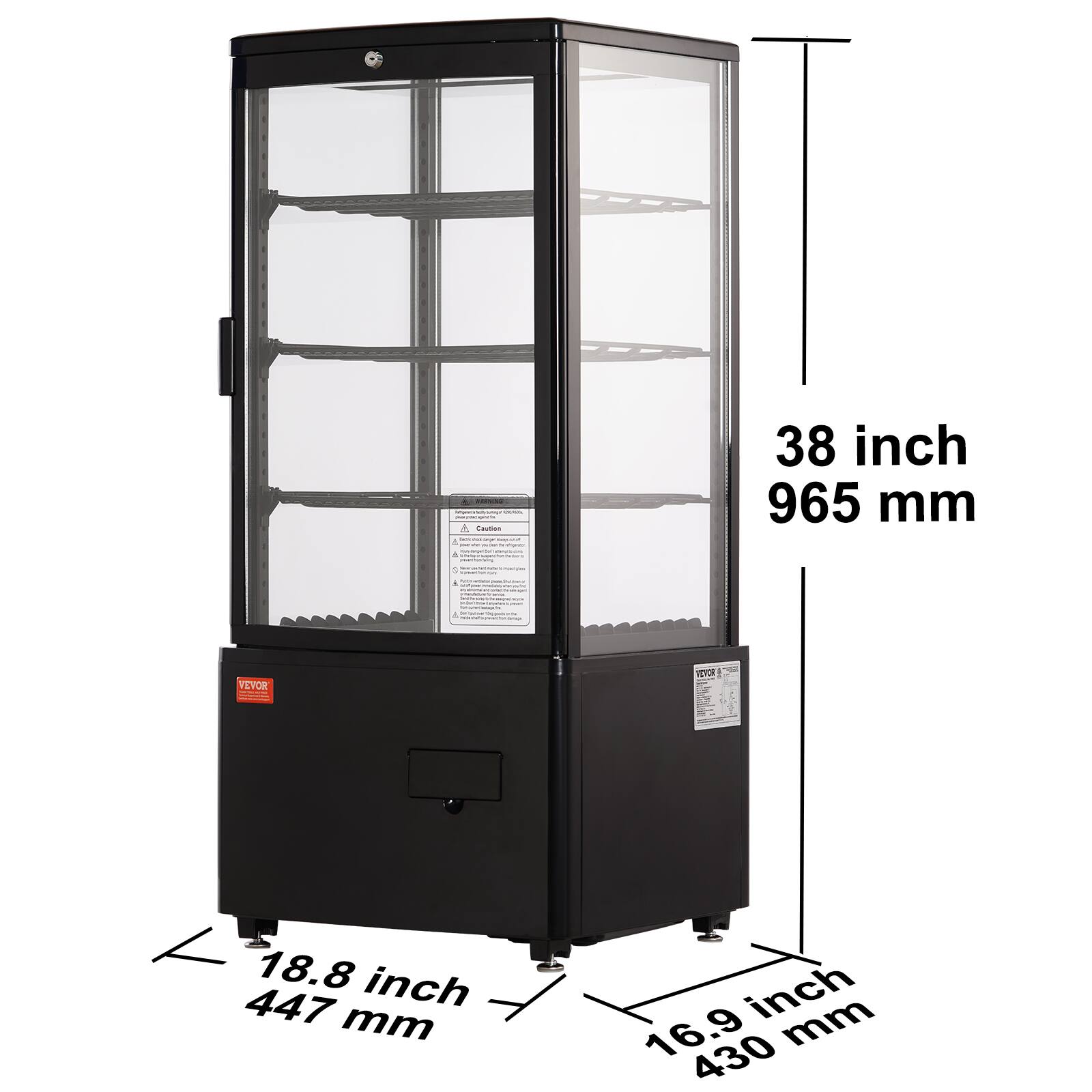 Cautian 38 inch 965 mm  
VEVOR m 18.8 inch 447 mm  
16.9 inch 430 mm