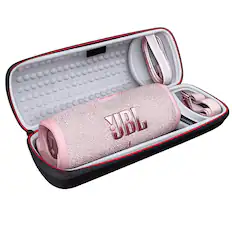 Front. JBL - JBL Charge 5 Portable Waterproof Bluetooth Speaker with Winguard Travel Case (Pink) - Pink.