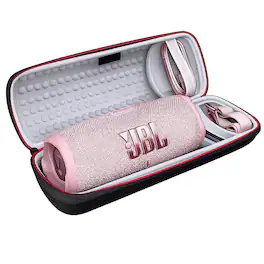 JBL - Charge 5 Portable Waterproof Bluetooth Speaker with Winguard Travel Case - Pink