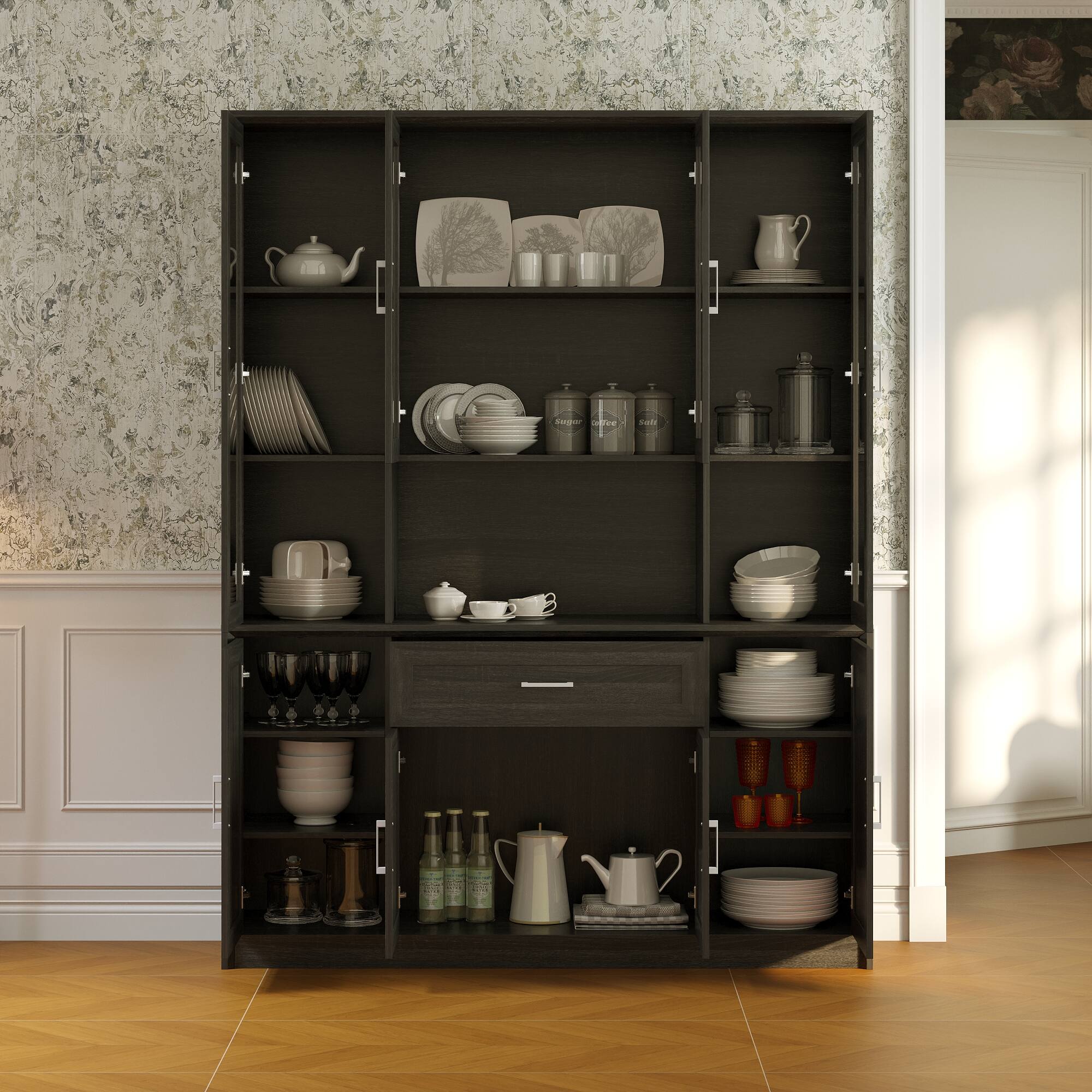 Alt View 5. Famapy - Famapy Tempered Glass - Door Display & Storage Cabinet - Black.