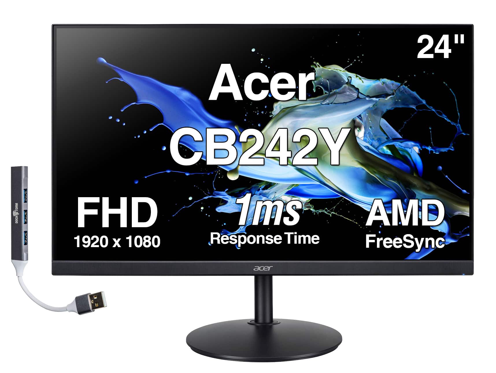 DOCKTETORM DOCK: 24" Acer CB242Y FHD 1920 x 1080 1ms Response Time AMD FreeSync