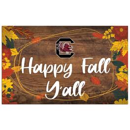 Fan Creations - South Carolina Gamecocks 11'' x 19'' Happy Fall Y'all Sign - Brown