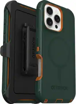 OtterBox - iPhone 16 Pro Max (Only) - Defender Series Case - Holster Clip Included - Built-in Magnets - Rugged & Durable - Green Intrigue