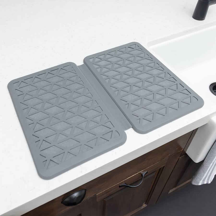 Better Houseware Magic Dishmat II Stone Silicone Quick Dry Mat Gray ...