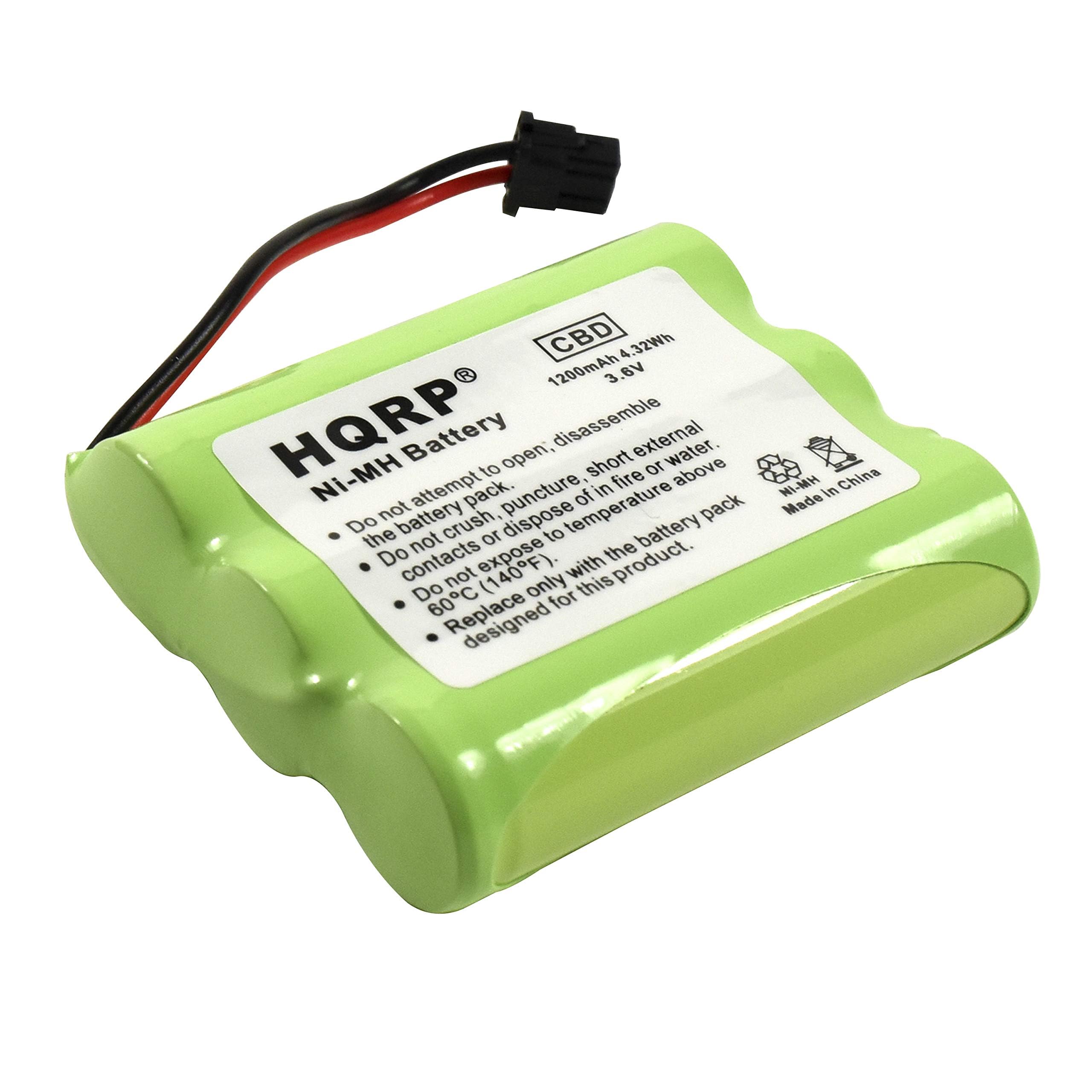CBD 4.32Wh 1200mAh 3.6V

HQRP Battery

Ni-MH Battery

- Do not attempt to open, disassemble external or dispose of in fire or above temperature of pack
- Do not crush, puncture, short or expose to water
- Do not expose contacts
- Do not dispose of battery pack
- Replace NI-MH only with the product
- Designed for this product

Made in China