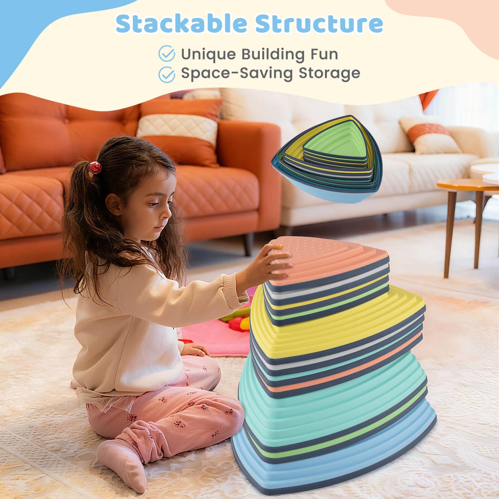 Stackable Structure  
Unique Building Fun  
Space-Saving Storage