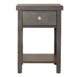 Liberty Furniture Industries - Modern Farmhouse Drawer Chair Side Table in Dusty Charcoal w/ Heavy Distressing - Gray