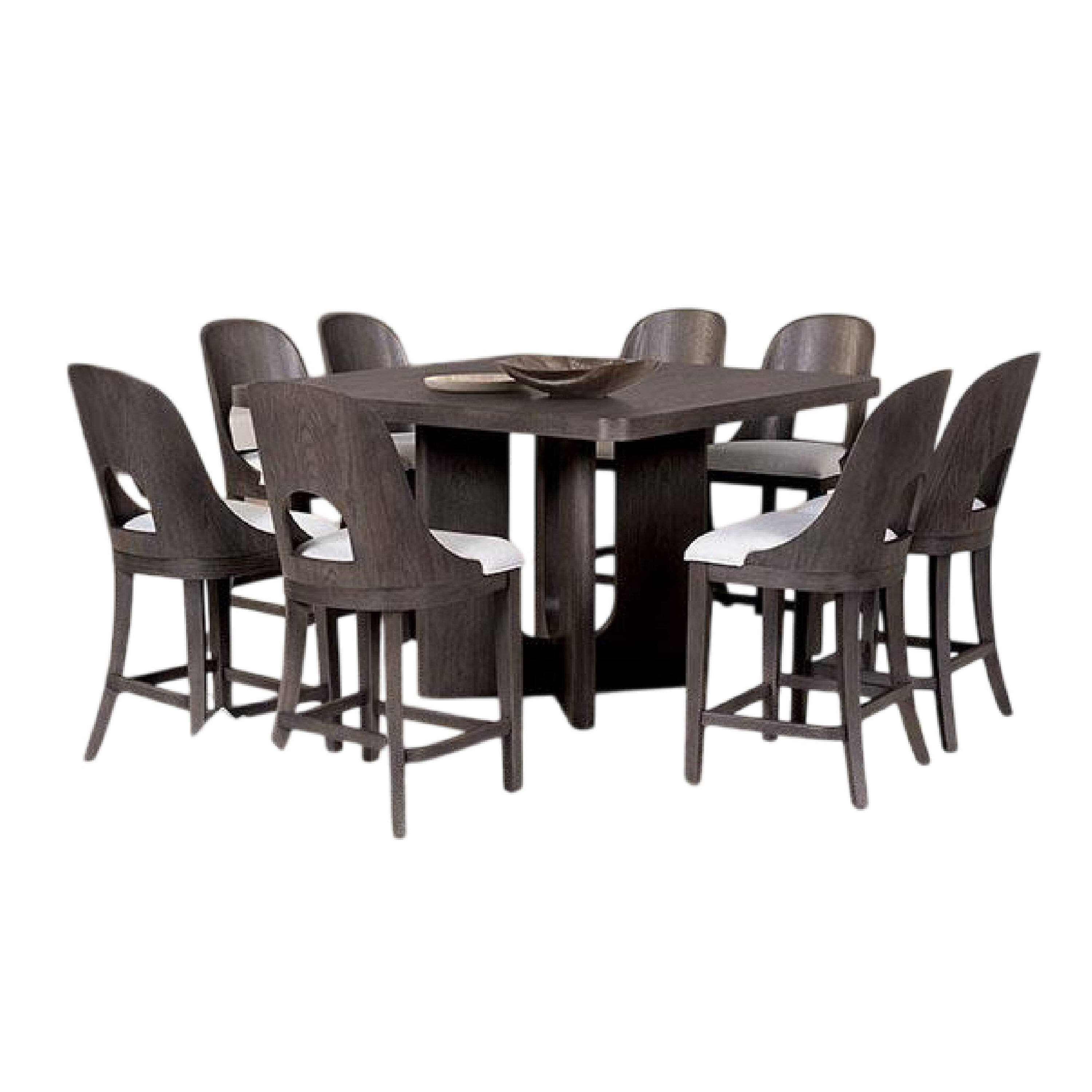 Alt View 1. Manhattan Lane - Zoko 9pc Counter Height Dining Table Set, White Seats, Ash Gray Wood - Ash Gray, White.