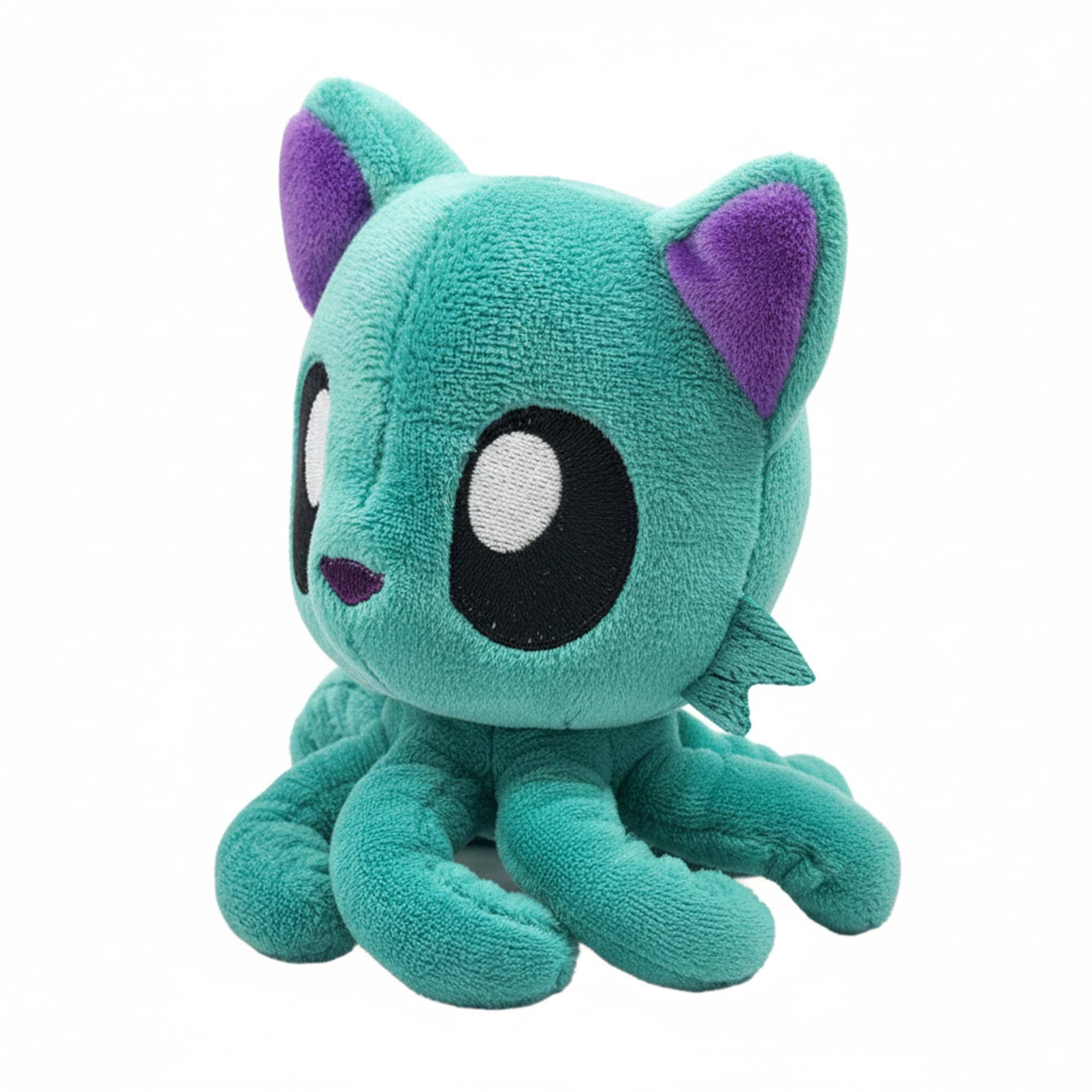 Alt View 1. Tentacle Kitty - Tentacle Kitty Electron Teal 6 Inch Little One Plush - Blue.