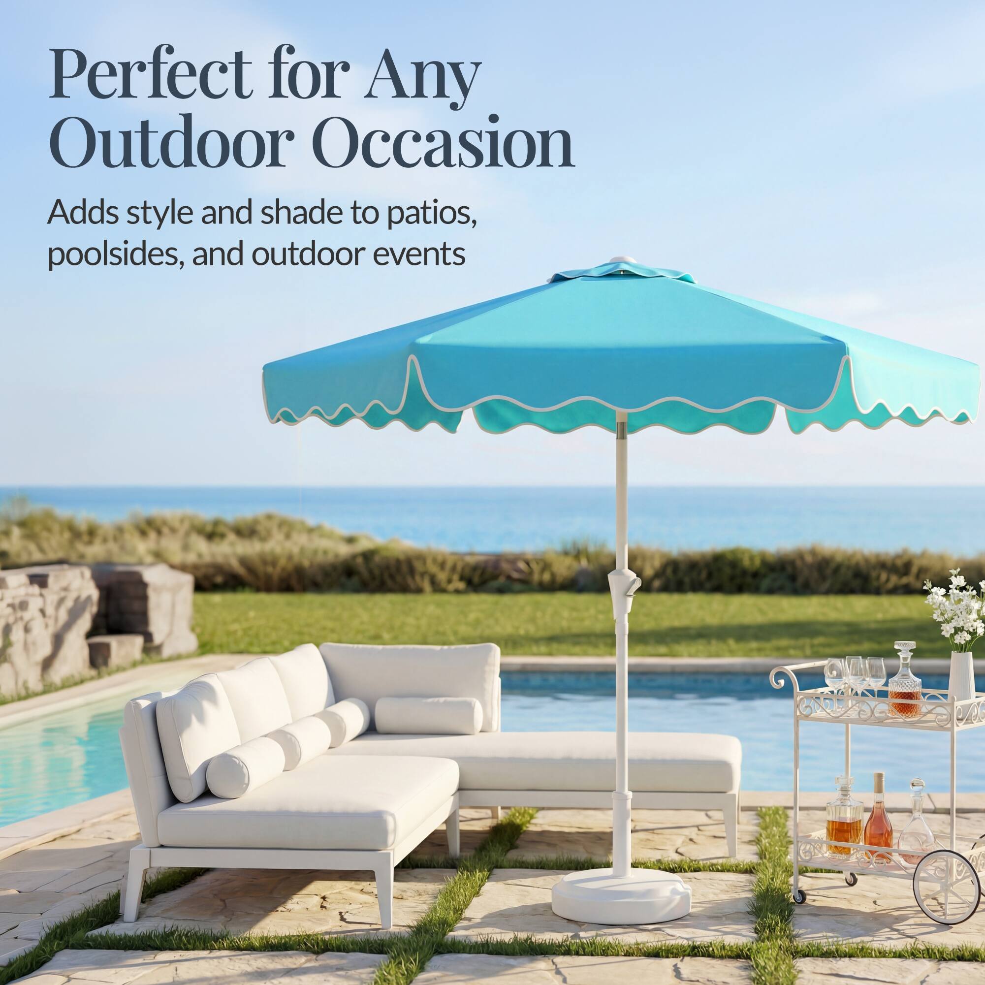 Perfect for Any Outdoor Occasion  
Adds style and shade to patios, poolside, and outdoor events