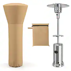 Front. Costway - Costway Patio Standing Propane Heater Cover Waterproof W/Zipper and Bag - Beige.