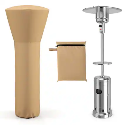 Front. Costway - Costway Patio Standing Propane Heater Cover Waterproof W/Zipper and Bag - Beige.