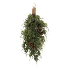 BreeBe - Pine and Pinecones Wall Swag Bundle 28"H - Green, Brown