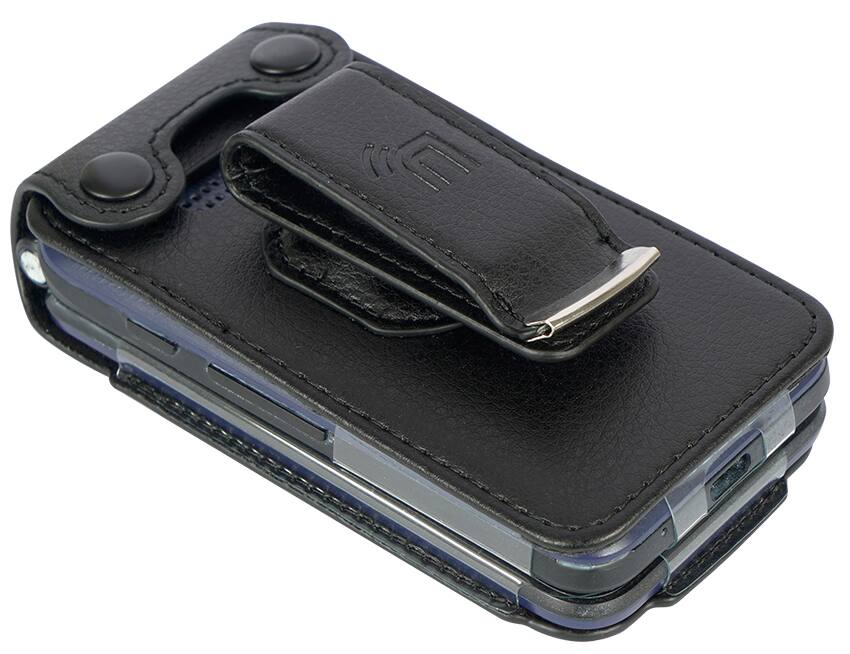 Alt View 9. Nakedcellphone - Case for AT&T Cingular Flex 2 / Cricket Debut Flex / Tracfone BLU Flex Flip Phone - Vegan Leather with Belt Clip - Black.