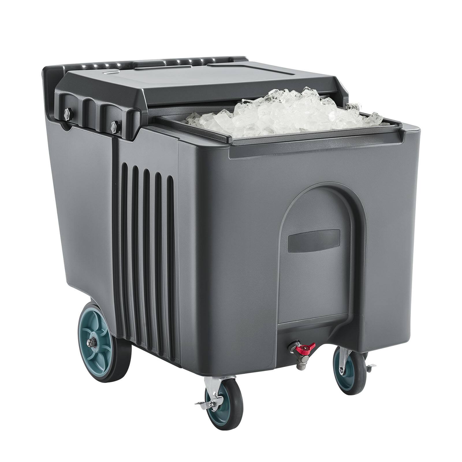 Alt View 5. VEVOR - Commercial Ice Bin, 125 lbs Portable Ice Caddy, 31.5 x 22.8 x 29 inch Insulated Ice Carrier with 4 Wheels and Flip Lid - Grey.