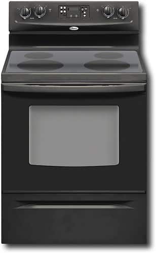Front Standard. Whirlpool - 30" Self-Cleaning Freestanding Electric Range - Black-on-Black.