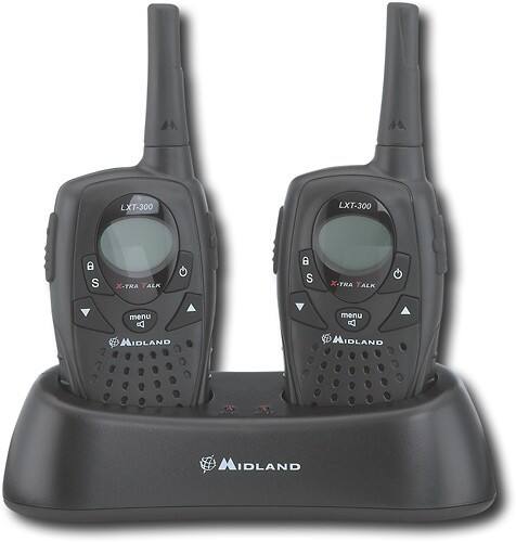 Front Standard. Midland - 10-Mile 22-Channel FRS/GMRS 2-Way Radios with Charger (Pair) - Black.