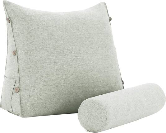Front. wowmax - Reading Pillow for Adults - Lumbar Support Cushion for Bed & Sofa (White Polyester) - White.