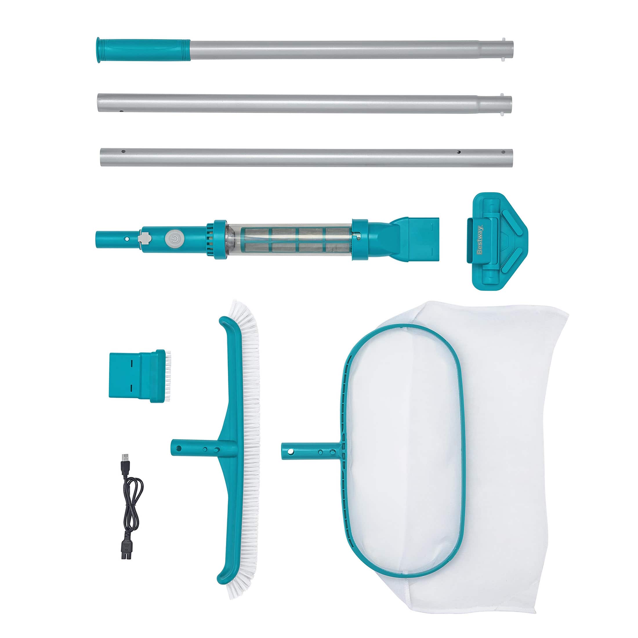 Bestway - AquaSurge Swimming Pool Maintenance Accessory Kit with Vacuum & Skimmer - Aqua Blue