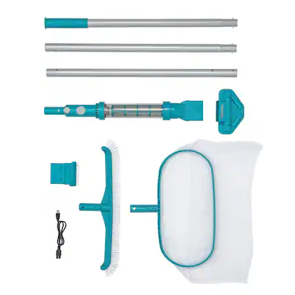 Front. Bestway - Bestway AquaSurge Swimming Pool Maintenance Accessory Kit with Vacuum & Skimmer - Aqua Blue.