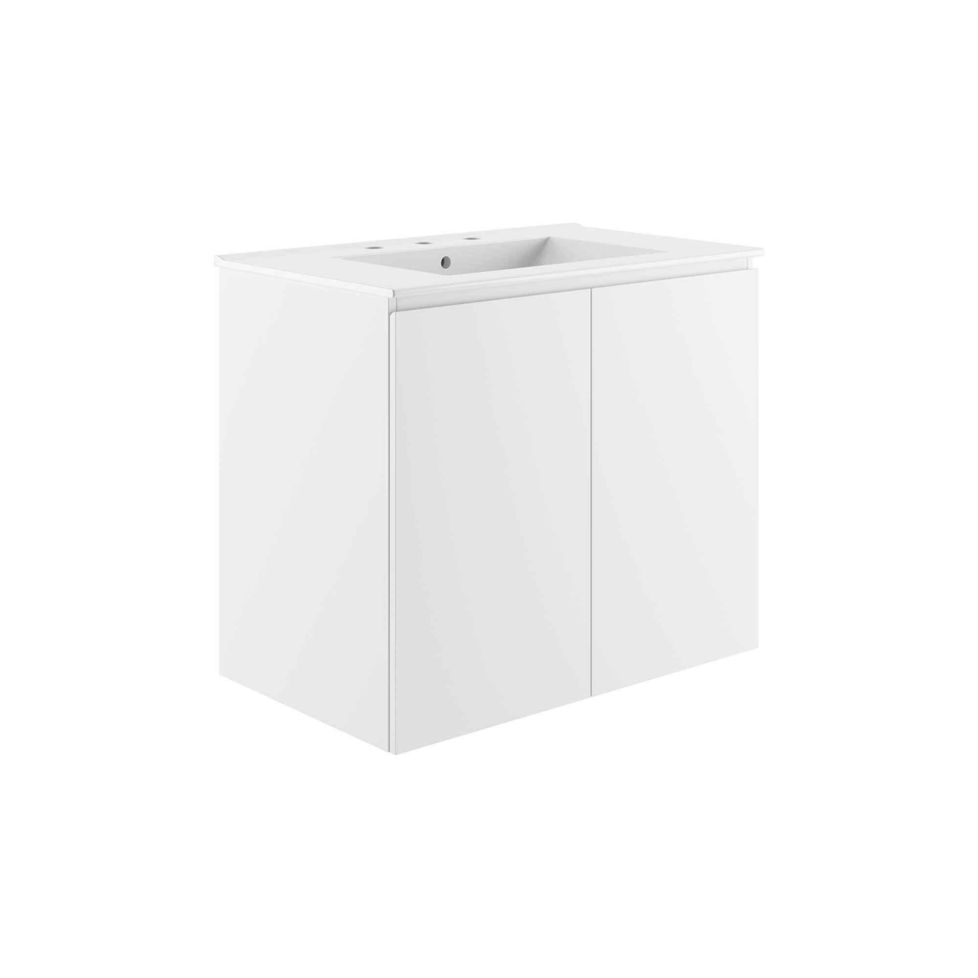 Angle. Modway - Bryn Wall-Mount Bathroom Vanity Basin Included - White White.