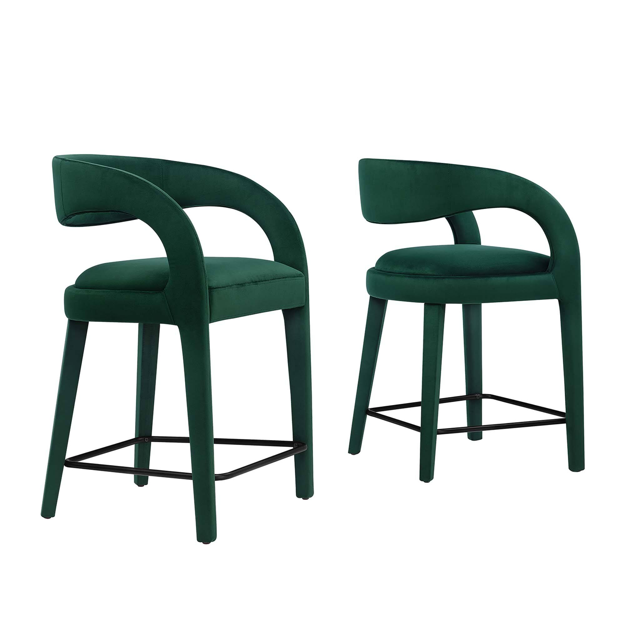 Angle. Modway - Pinnacle Performance Velvet Counter Stool Set of 2 by Modway - Green Black.