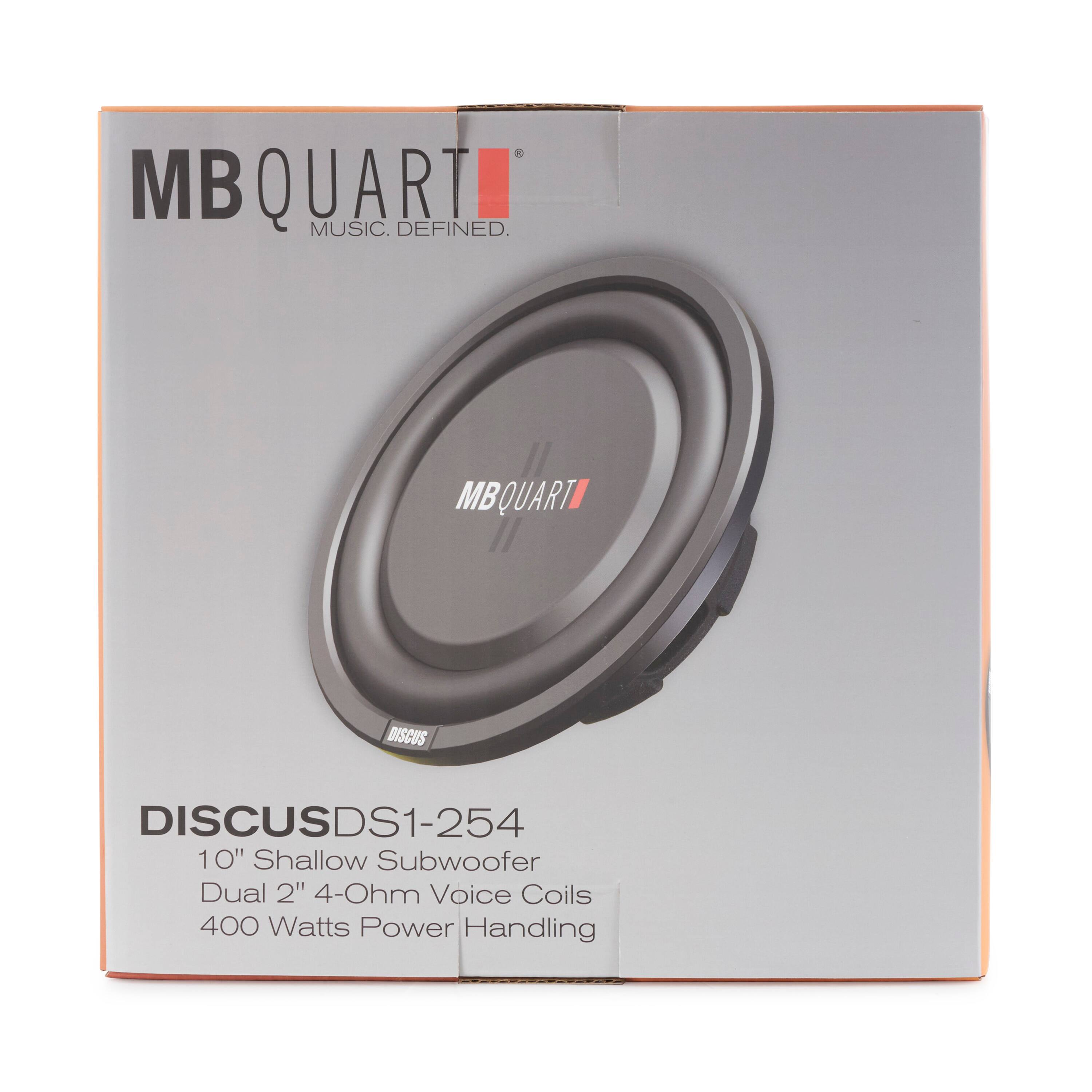 MB QUART MUSIC. DEFINED  
MBQUART DISCUS DS1-254  
10" Shallow Subwoofer  
Dual 2" 4-Ohm Voice Coils  
400 Watts Power Handling