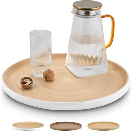Front. Lexa - Bamboo Serving Tray, 16 Inch, White - White.