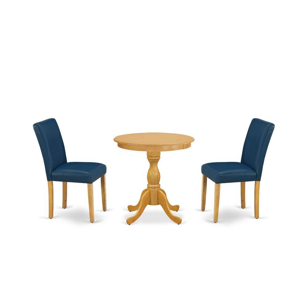Angle. East West Furniture - East West Furniture - ESAB3-OAK-55 - 3-Pc Dining Table Set - 2 Parson Dining Room Chairs and 1 Modern Dining Table (Oak - Linen White.
