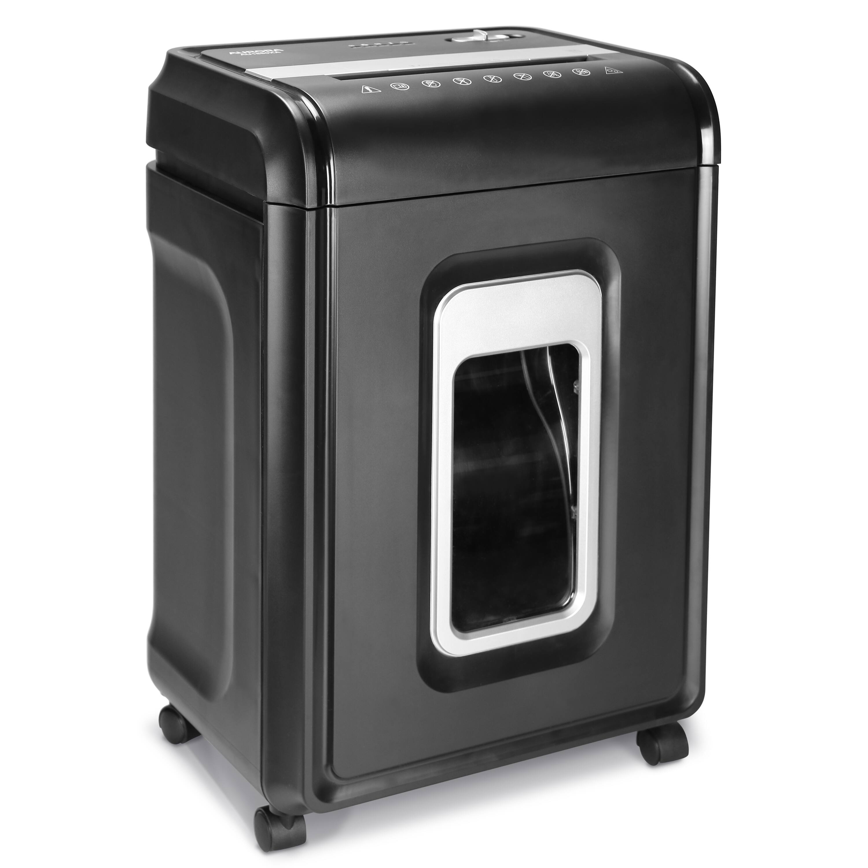 Left. Aurora - Aurora AU2260XA Heavy Duty Anti-Jam 22-Sheet Crosscut Shredder/60 Min/ 7-Gallon Pullout Basket - Black.