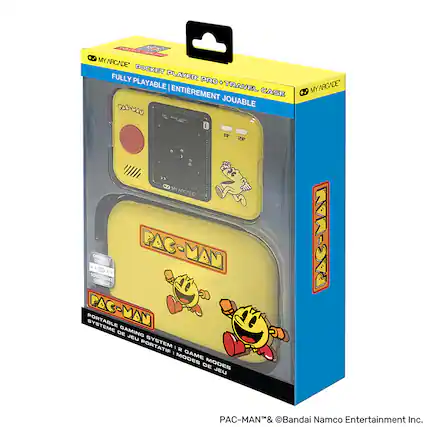 MY ARCADE POCKET PLAYER PRO
FULLY PLAYABLE | ENTIEREMENT JOUABLE
TRAVEL CASE
PAC-MAN
OFFICIALLY LICENSED
PORTABLE GAMING SYSTEM | SYSTÈME DE JEU PORTATIF
1 & 2 GAME MODES | 2 MODES DE JEU
PAC-MAN™ & ©Bandai Namco Entertainment Inc. - T (Teen 13+)