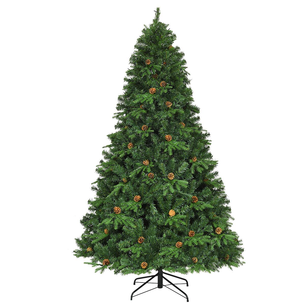 Alt View 18. Costway - 7.5Ft Pre-Lit Christmas Tree Hinged 540 LED Lights Pine Cones - Green.