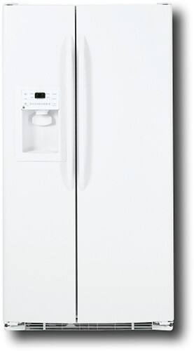 Front Standard. GE - 25.4 Cu. Ft. Side-by-Side Refrigerator with Thru-the-Door Ice and Water - White-on-White.