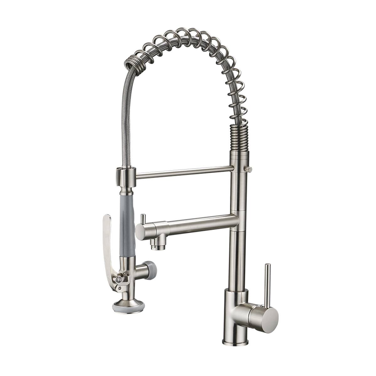 Alt View 3. Ropilly - Ropilly Commercial Kitchen Faucet Brushed Nickel Pull Down Sprayer with Pot Filler Single Handle - Brushed Nickel.